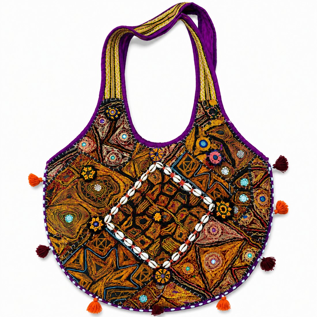 Royal Banjara Embroidered Hobo Bag – Purple