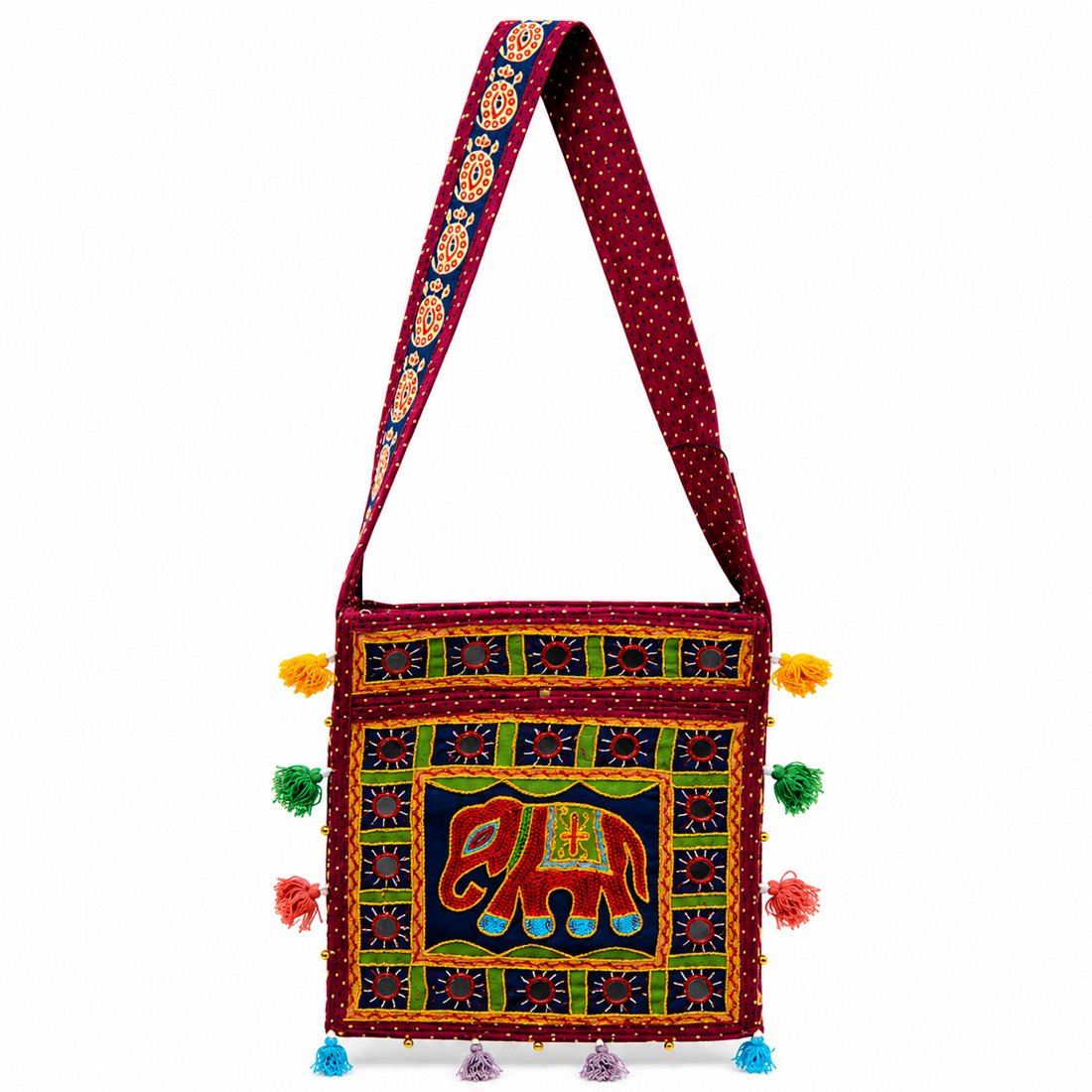 Royal Maroon Elephant Banjara Bag